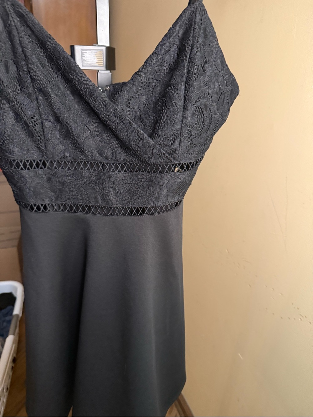 Blue Rain Black Strapless Lace Bodice A-Line Dress